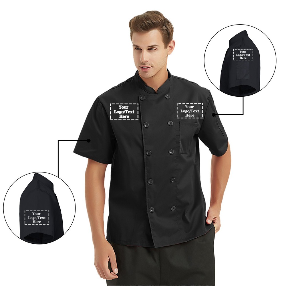 Custom Chef Coat Short Sleeve Chef Jacket PRINTED Personalized Work Uniform