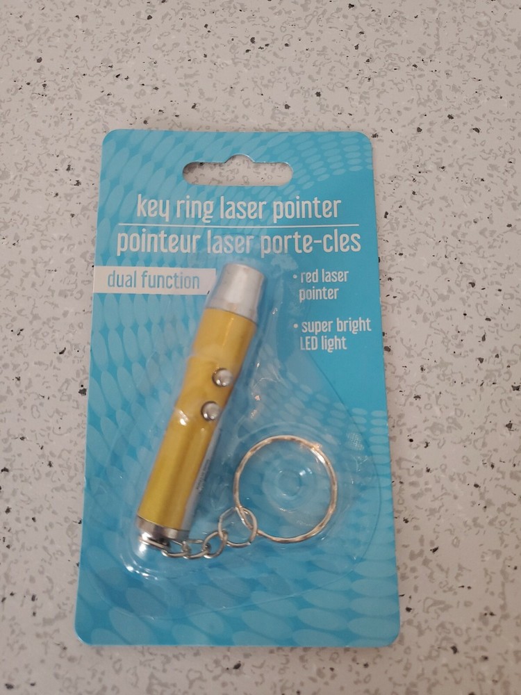 2-in-1 LED Laser Pointer - LED Flashlight - Key Chain - Gold