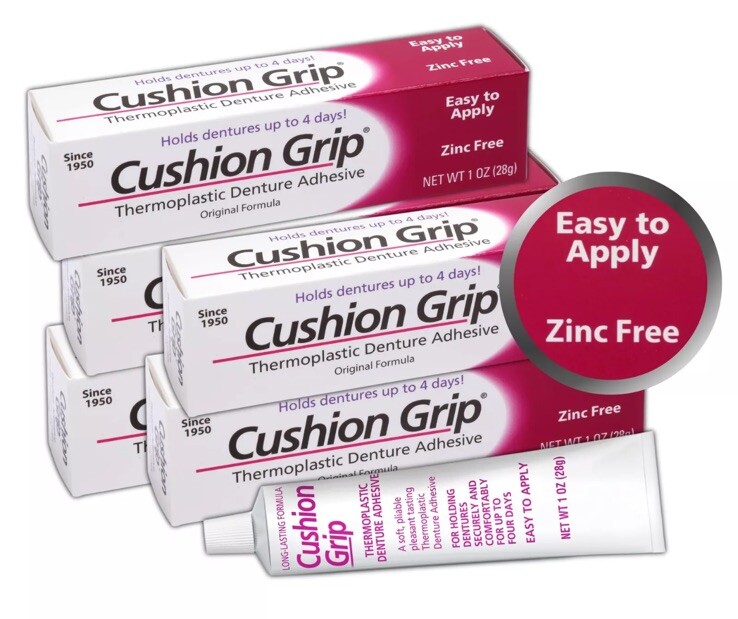 Cushion Grip Thermoplastic Denture Adhesive 1 oz - 5 Pack