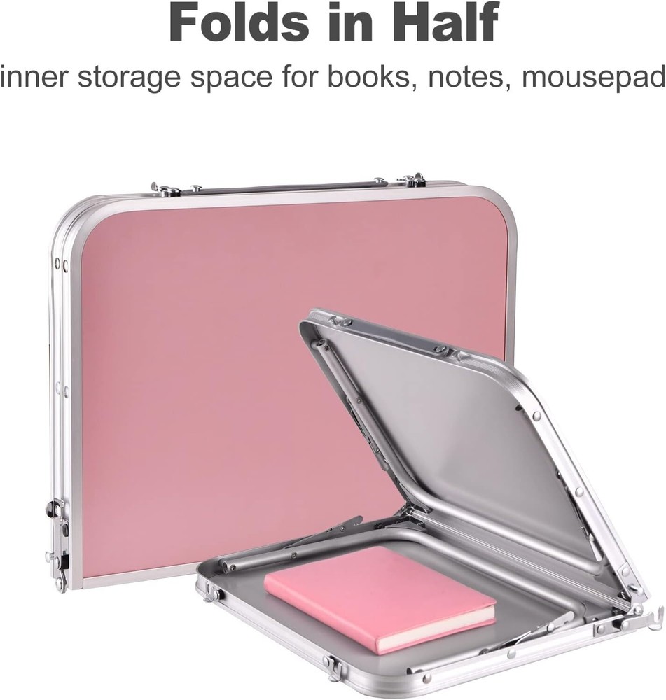 Foldable Laptop Bed Table Portable Mini Lap Desk Study Picnic Space Saving, Pink