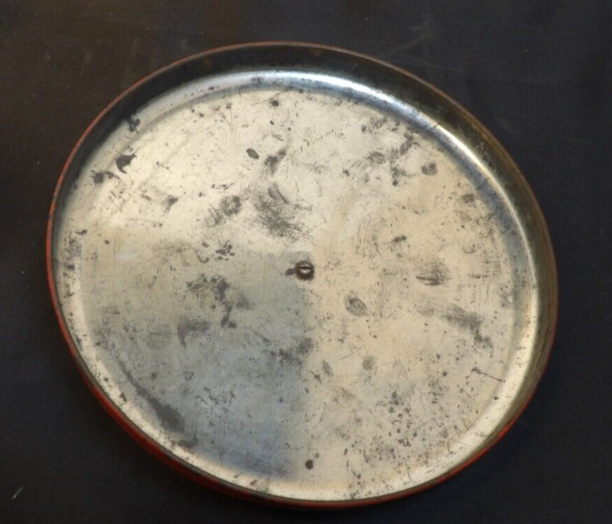 8" Red Tin Lid w/ Orange Bakelite Handle