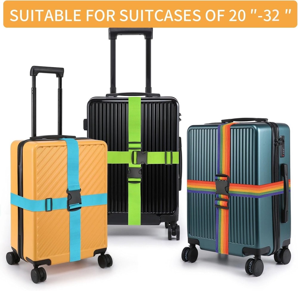 4 Pack Luggage Straps 79" Long Belts Keep Suitcase Secure While Traveling TSA