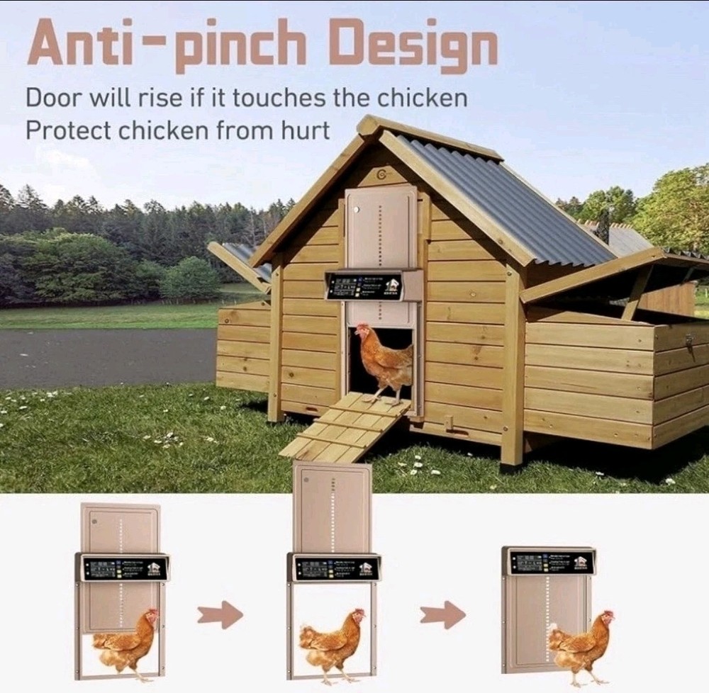 IBKINXX Automatic Chicken Coop Door Solar Powered with Timer & Light Sensor L...