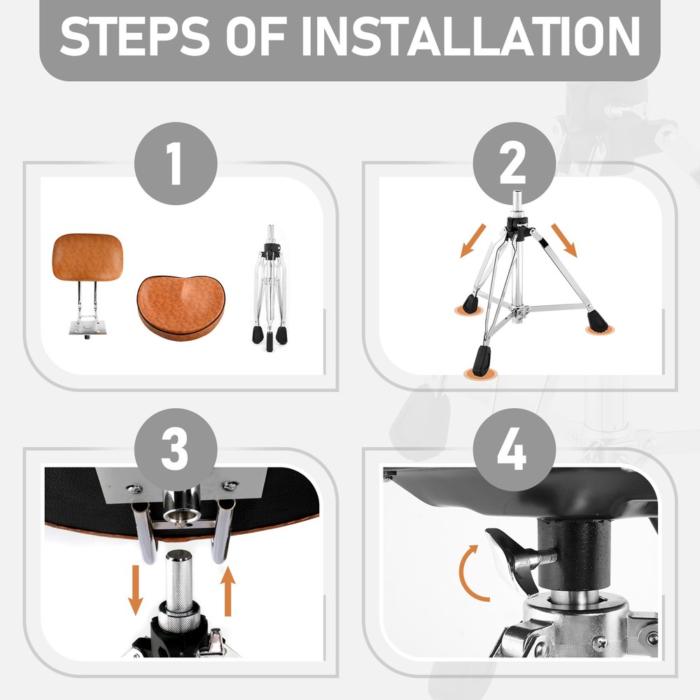 Drum Throne with Backrest, Heavy Duty Drum Stool Adjustable