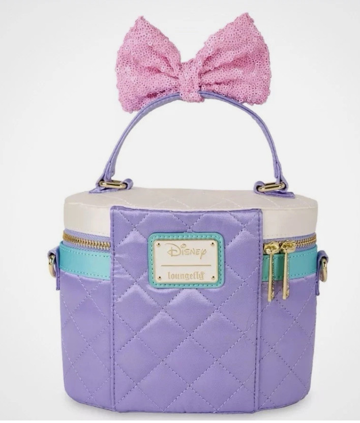 Loungefly Crossbody Bag: DAISY DUCK 85th Anniversary Oval Sequins Quilted Purple