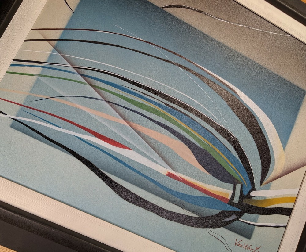 Van Werth, abstract composition, mixed media, autographed