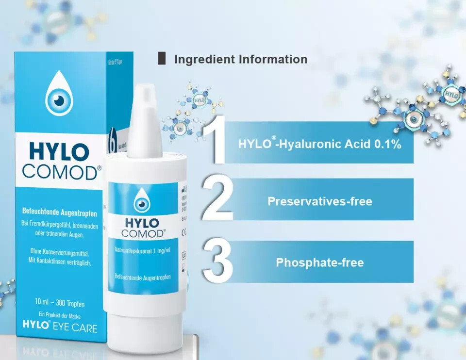 3 x HYLO COMOD EYE DROPS 10ML