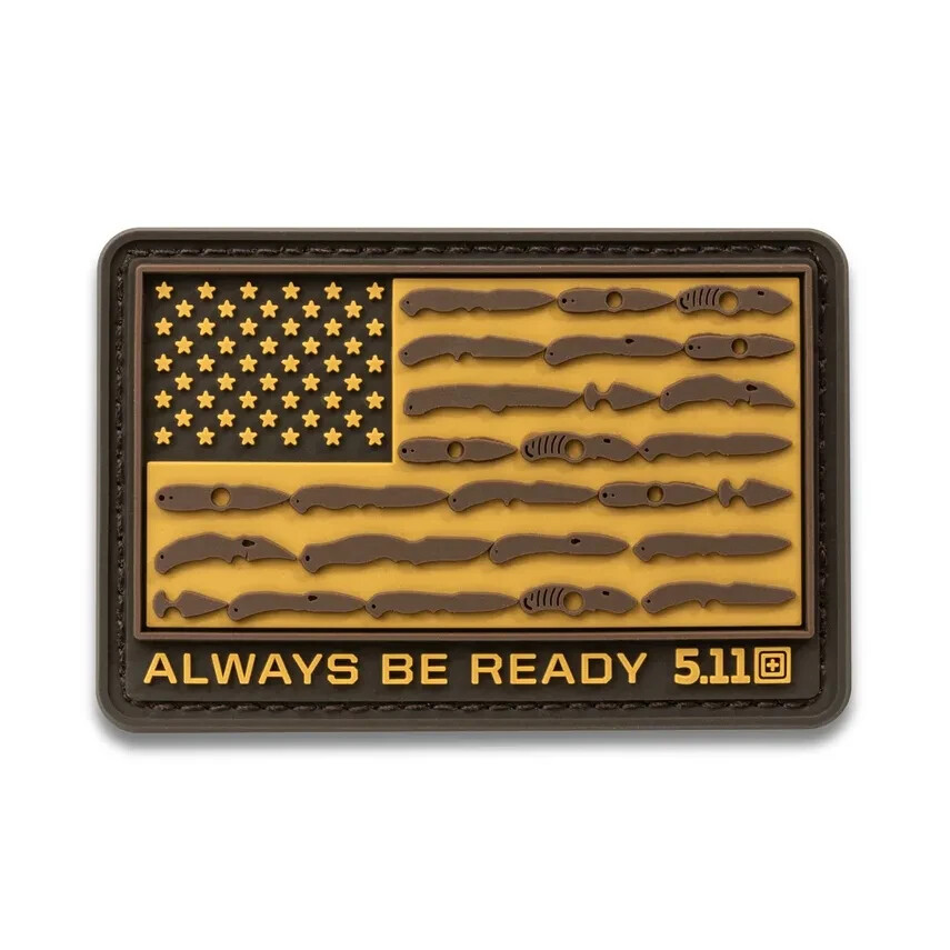 5.11 Tactical USA Knife Flag Patch Laser Cut Hook-Back PVC Patch Style # 92309