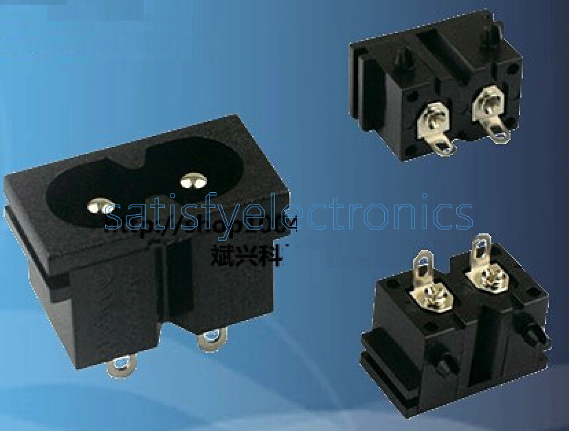 5Pcs AC250V 2.5A IEC320 C8 Male 2 Pins Power Inlet Socket Panel Embedded