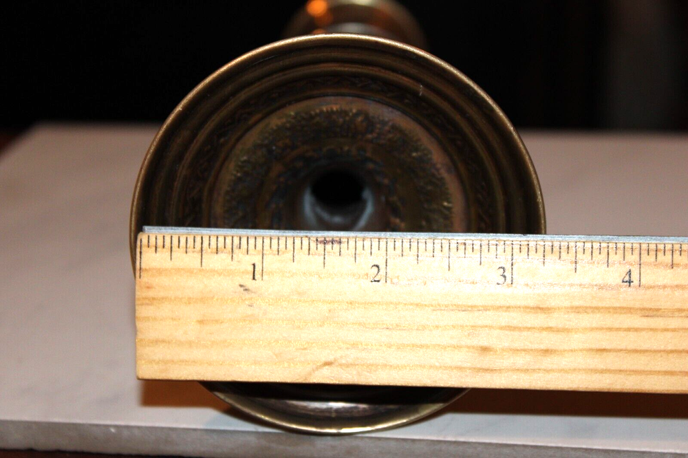 Antique Brass Candlestick Ornate Reposse