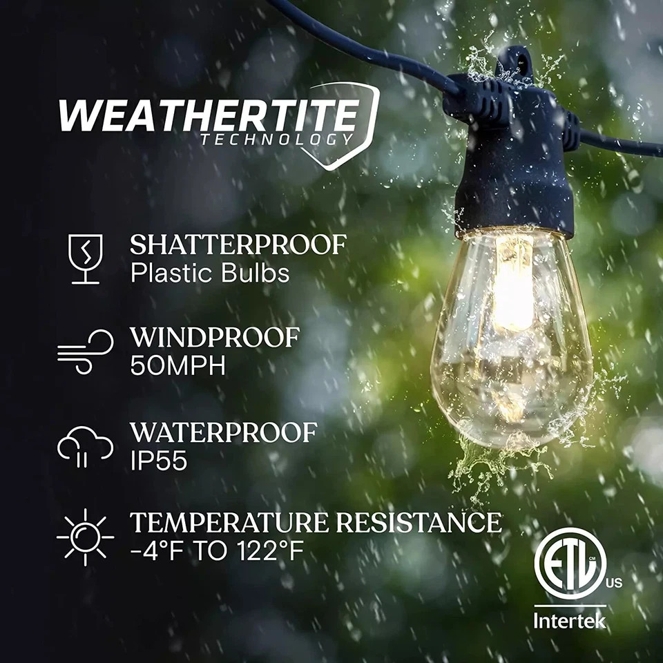 Brightech Ambience Pro Solar Powered Outdoor String Lights - 27 Ft. (12 Bulbs)