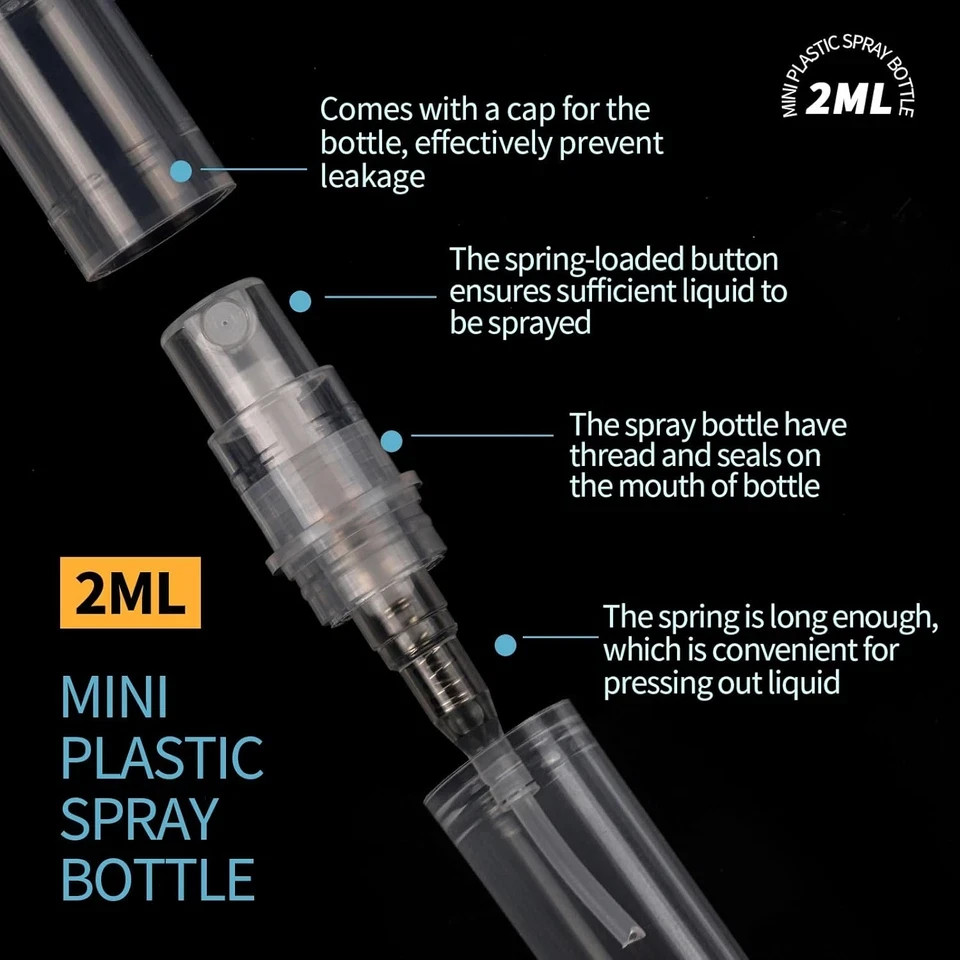 Mini Spray Bottle, 60PCS 2Ml Mini Clear Plastic Spray Bottle Empty, Fine Mist Re
