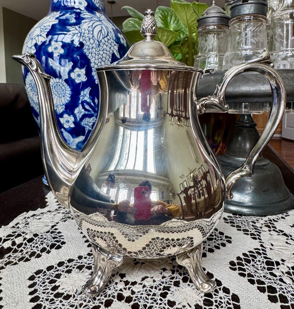 VTG Silver Plated Ornate Pitcher with hinged lid