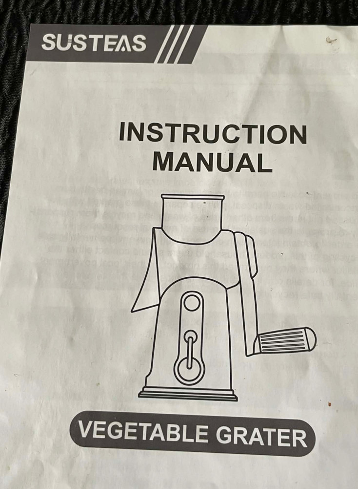 Manual ONLY Susteas Vegetable Grater Instructions How To Use Directions