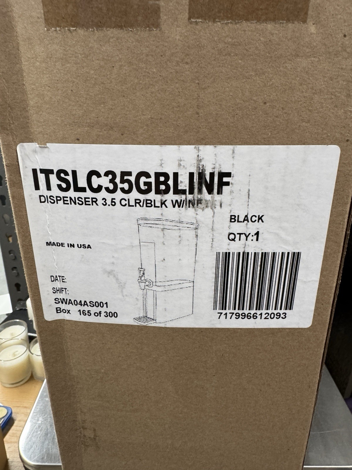 Lipton 3.5 Gal Tea Dispenser Plastic Container Black Plastic Base ITSLC35GBLINF