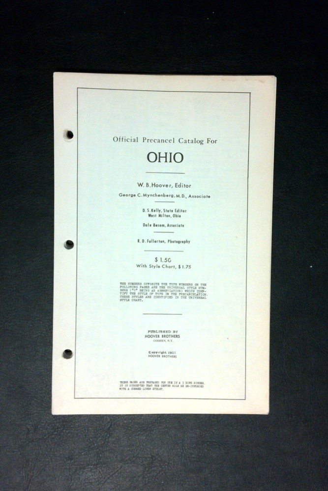 State General Precancel Catalogs: OHIO; Hoover Brothers, 1951