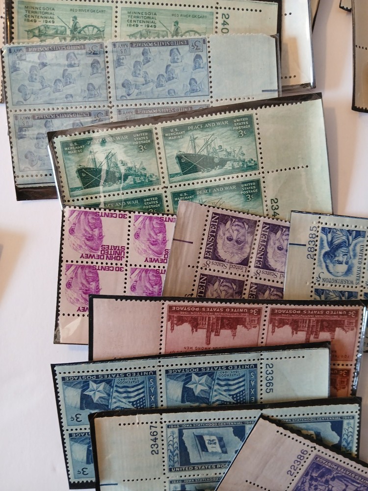 Large Lot Unused Us Postage Stamp Blocks
