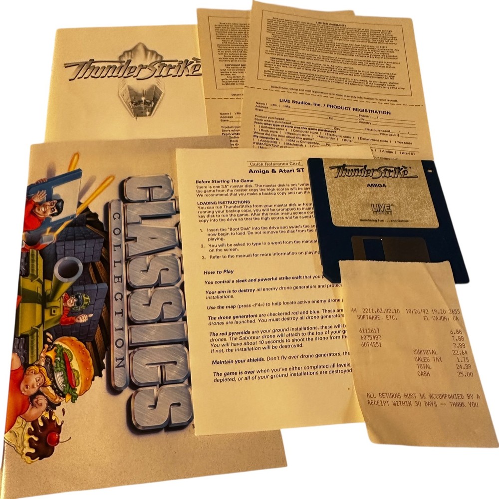 Thunderstrike 1990 Live Studios Amiga Computer Game - Complete With Box