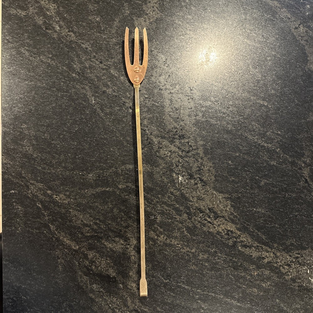 Vintage B&M Brass And Copper Long Hanging Fork Utensil Made In Korea