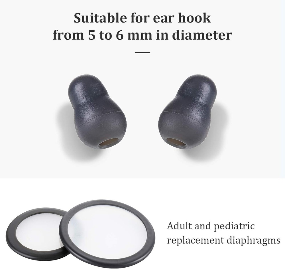 Reliable Silicone Ear Tips and Replacement Diaphragms for Stethoscopes, Gray