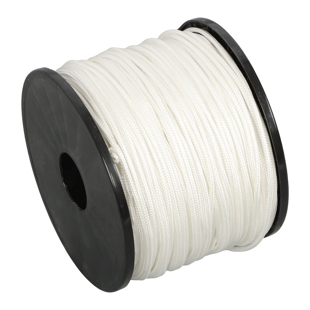 1/8 in White Dacron Polyester Cord - 500 Foot Spool Industrial Solid Braid Rope