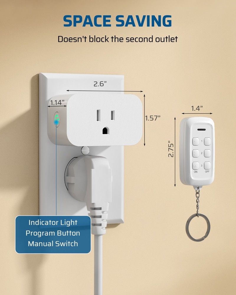 DEWENWILS Wireless Remote Outlets, Plug & Play, 3 Independent Controls, Compact