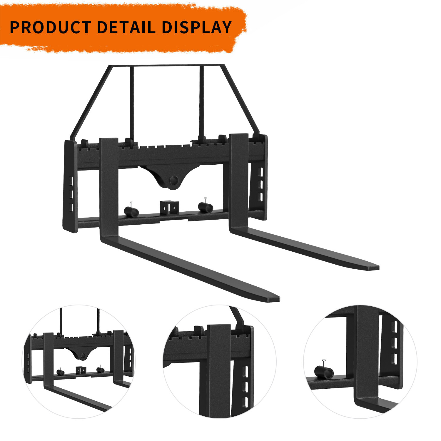 45" Pallet Fork Frame 2500LBS W/ 42" Fork Blades for Loaders Tractors Skid Steer