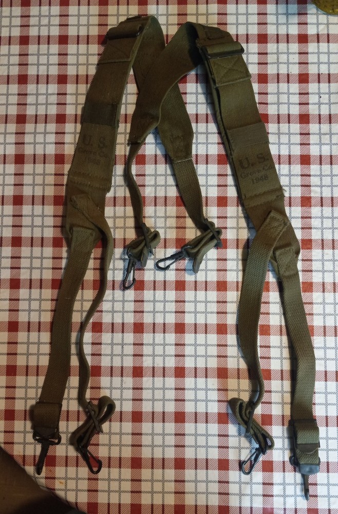 WORLD WAR 2 / KOREA M36 COMBAT EQUIPMENT FIELD BELT SUSPENDERS post war 1948