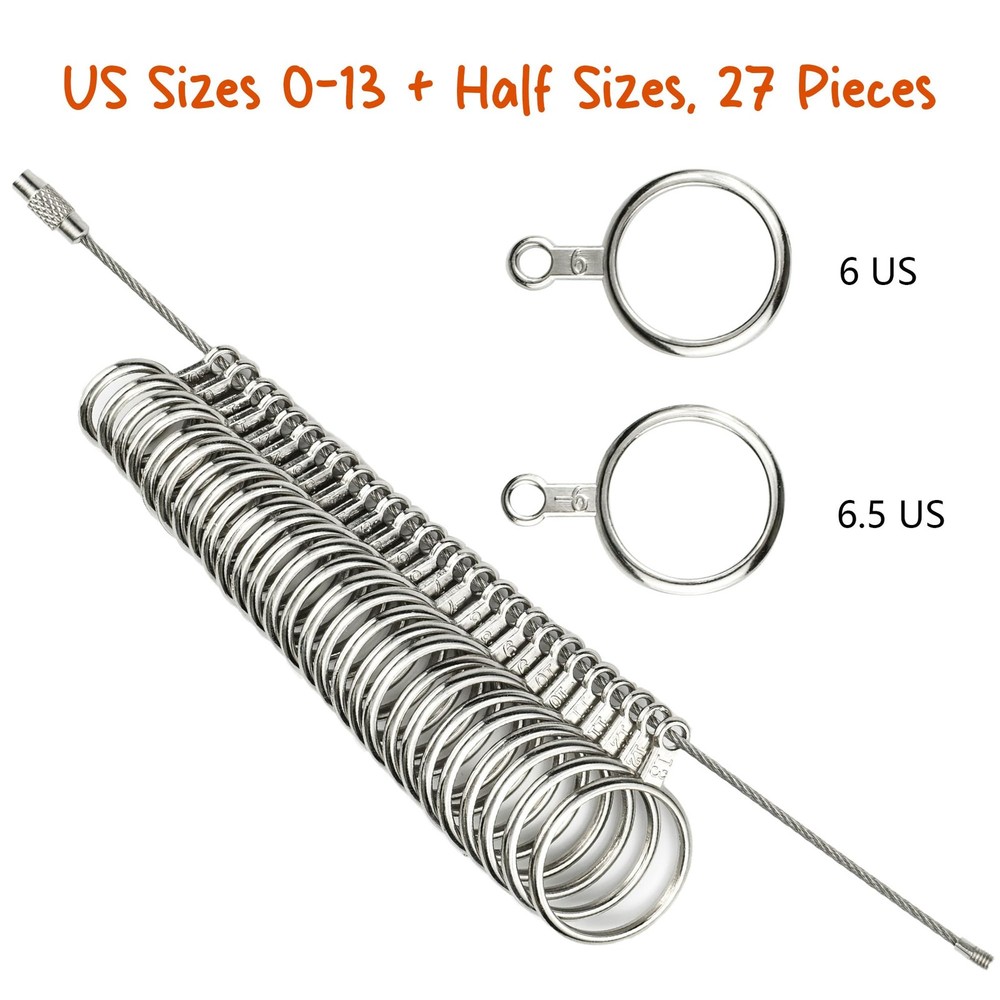 Ring Sizer Measuring Tool 3-in-1 Set Sizing Kit, silver set