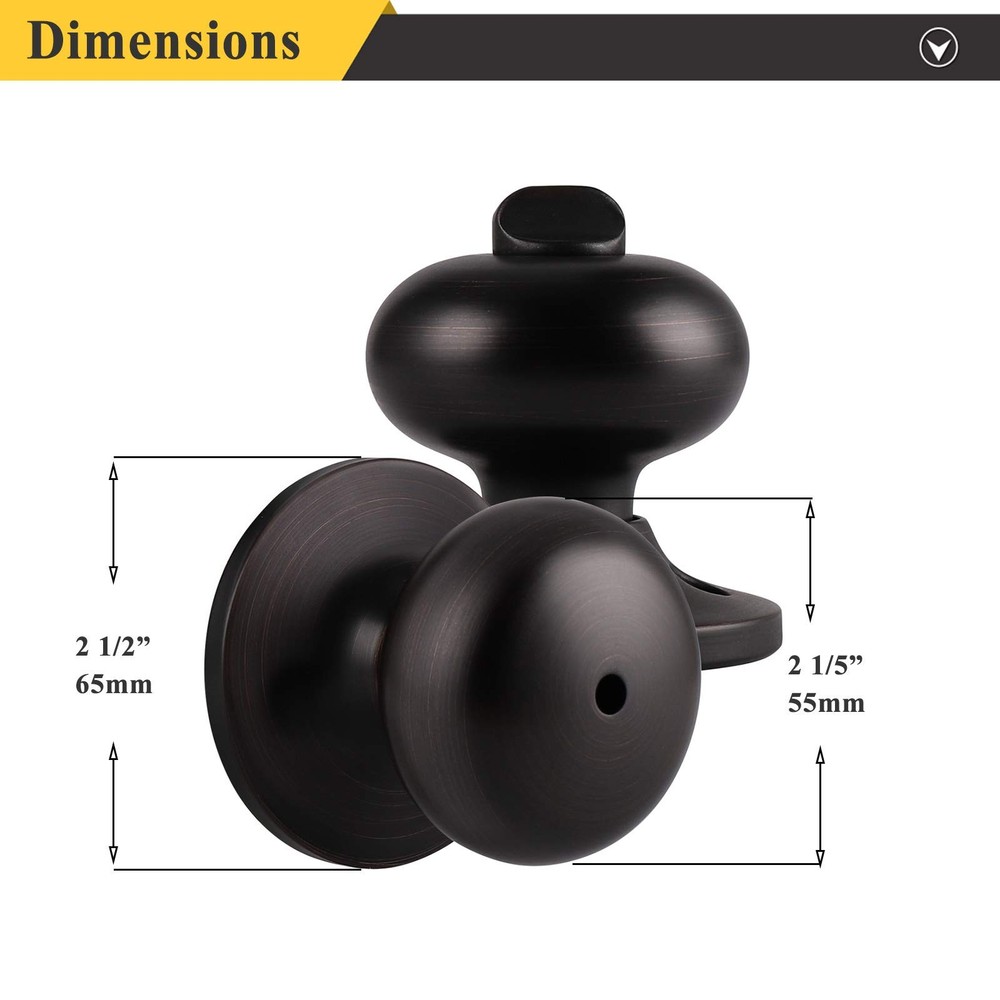 Probrico Keyless Privacy Door Knobs Oil Rubbed 1 Pack, Bronze
