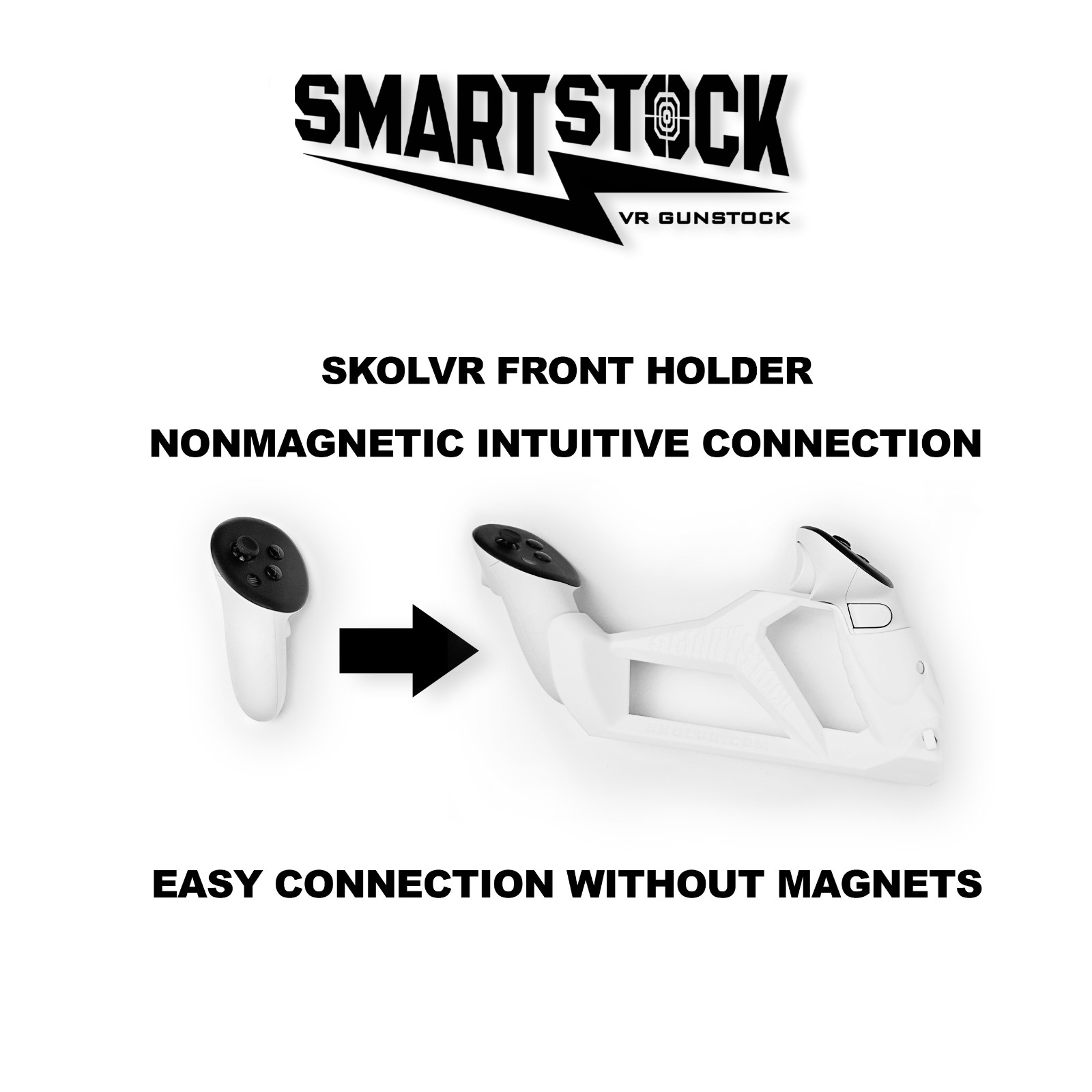 SMARTstock VR Gunstock for Quest 1/2/3/3S/Pro/Rift S - Nonmagnetic fast movment