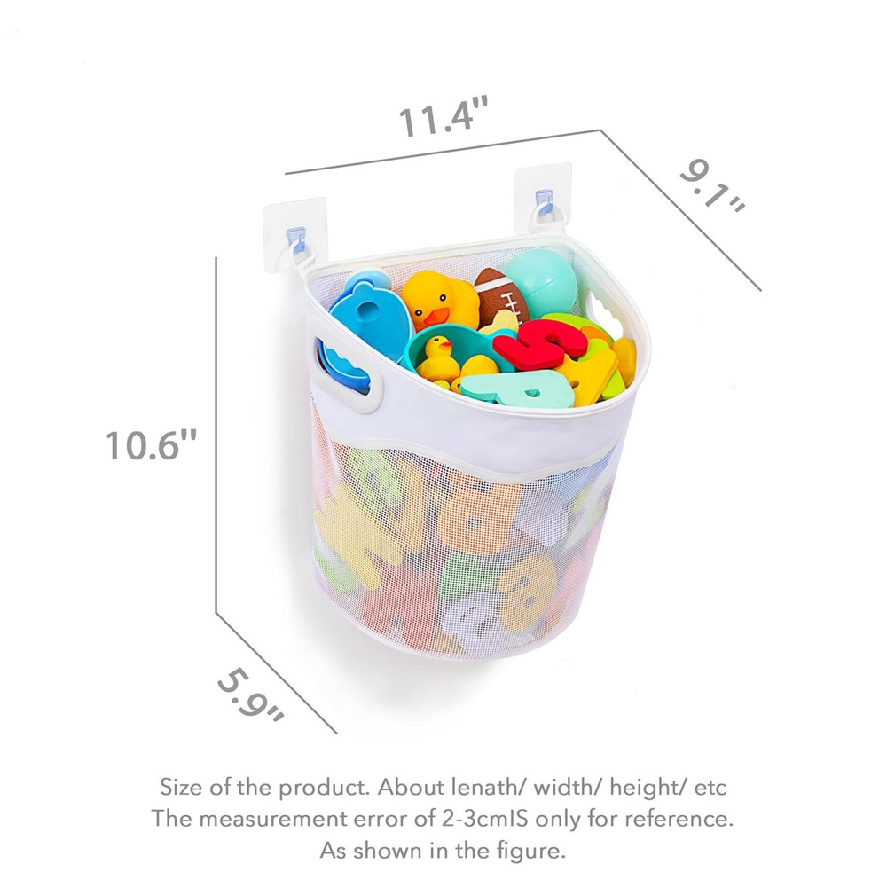 Bathroom Toy Storage, Mesh Organizer Wall Mount, Large Capacity, White