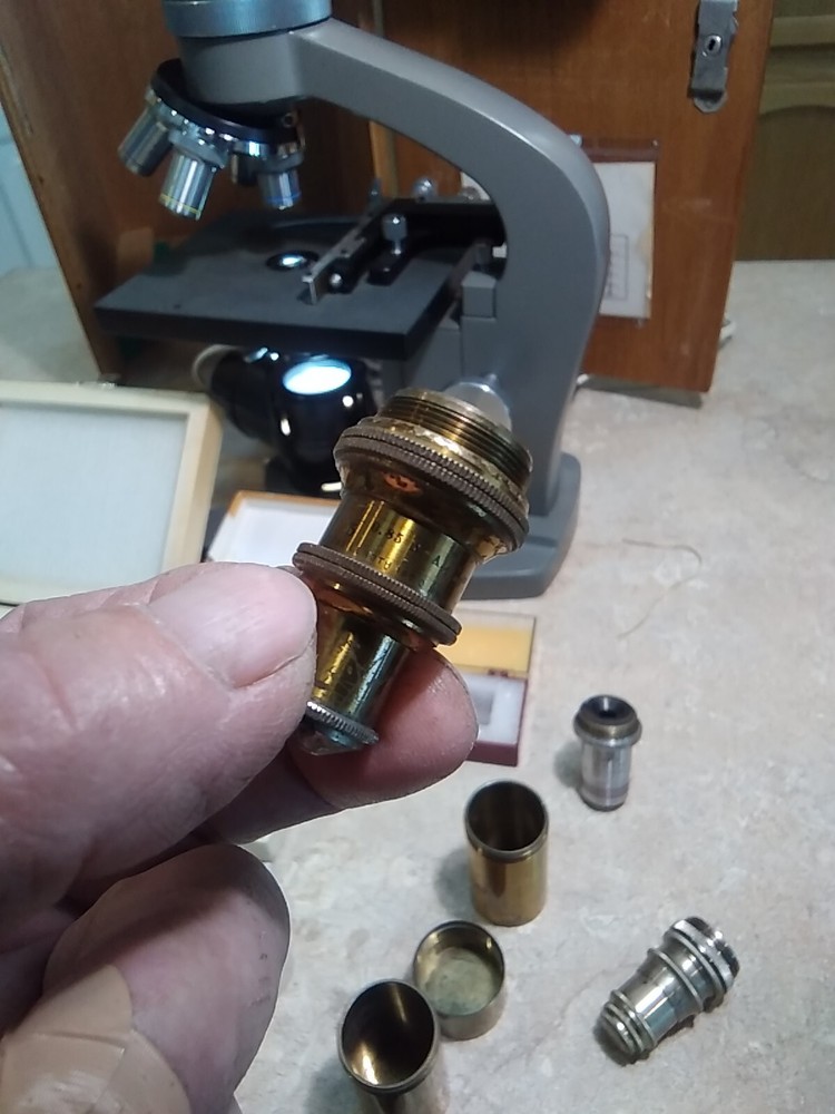 Compound Wesco Microscope With Extras with Wood Box Made By Wesco