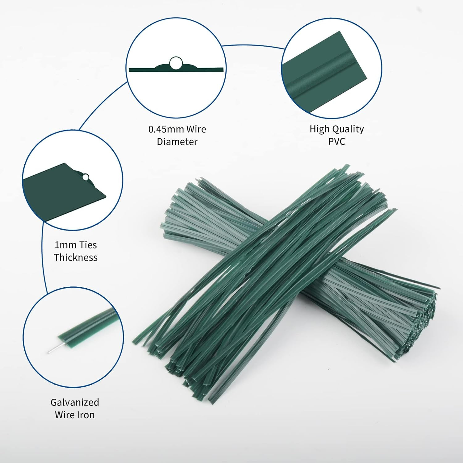 Twist Ties, 150 PCS, 6.1 Inches, Bread Ties, Green, Reusable, for Bags, for Gard