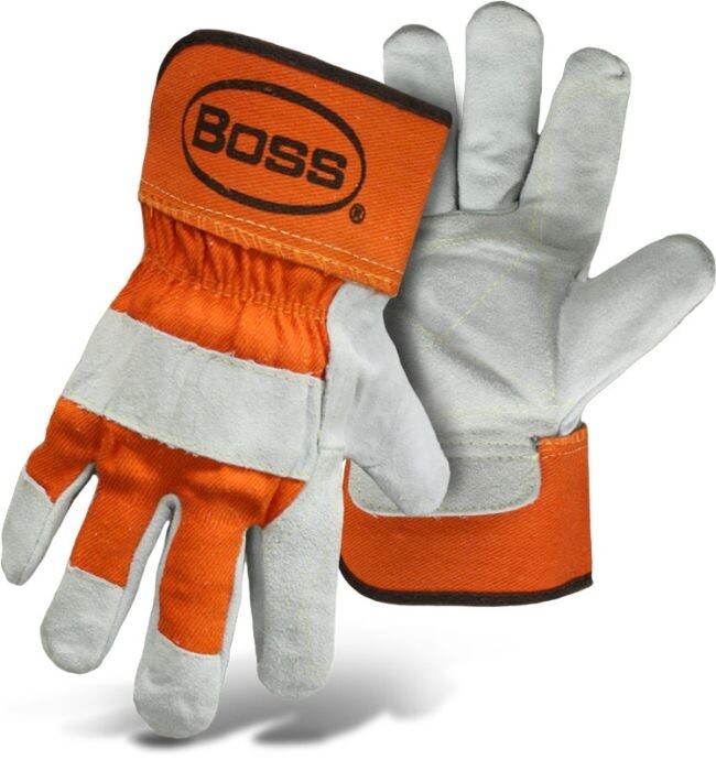 Boss Premium Work Gloves Double Leather Palm Medium