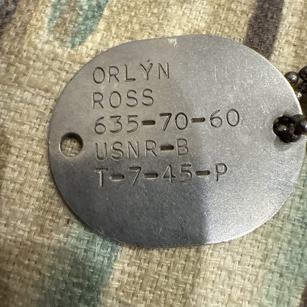 2 World War II ID Tags Stainless original chain 1945