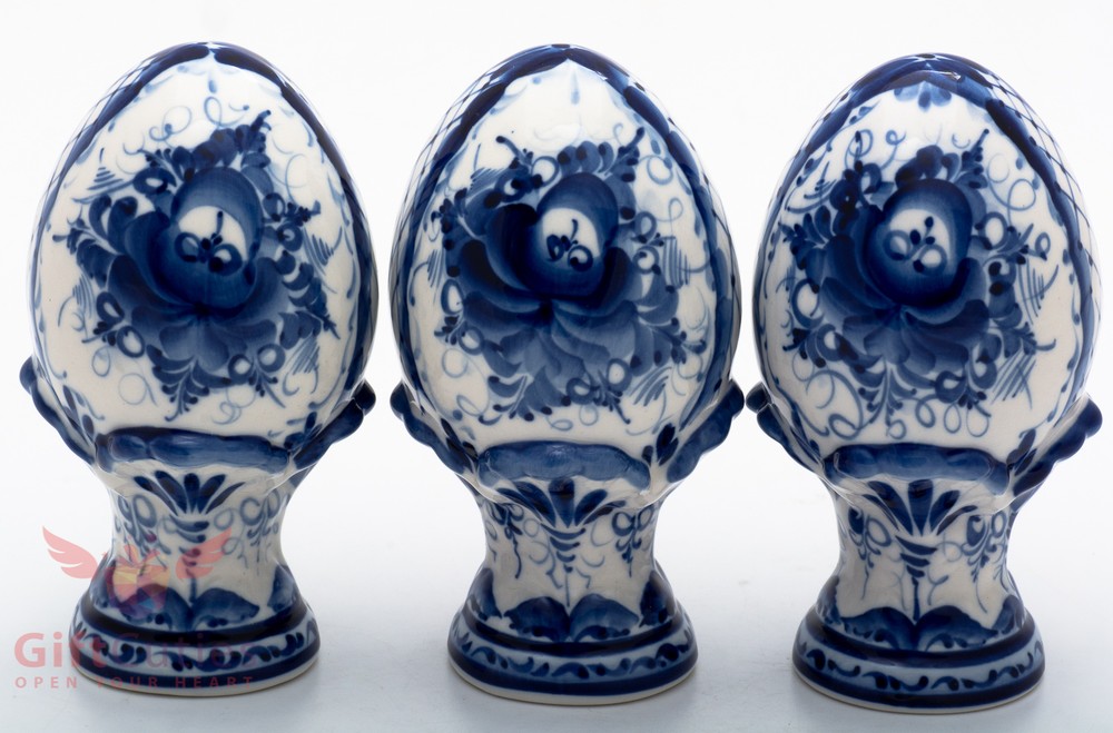 Gzhel Porcelain Easter Egg Hand-painted