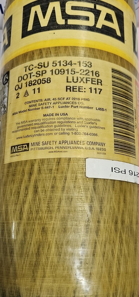 MSA CARBON COMPOSITE CYLINDER FOR SCBA 2216 PSIG ( EMPTY)
