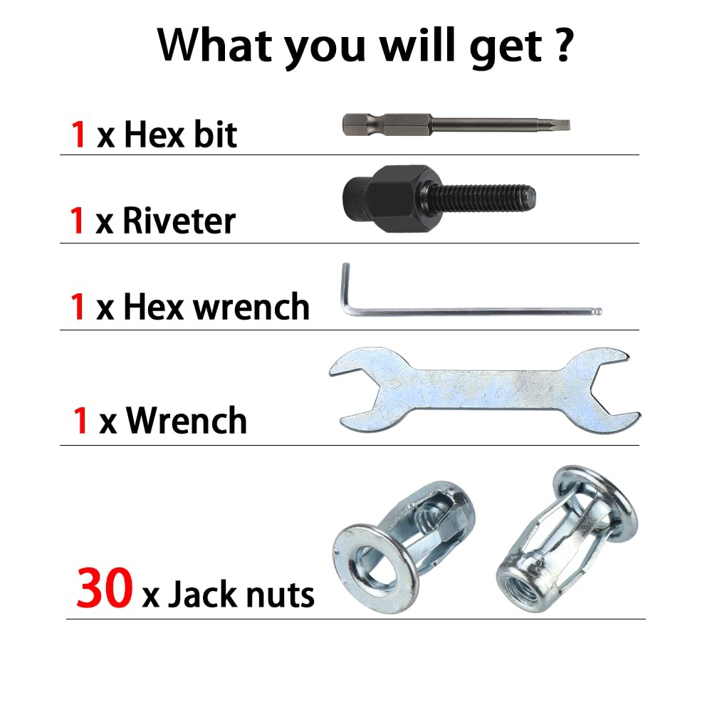 1/4 Jack Nut with Installation Tool Threaded Insert Nuts Nutserts black