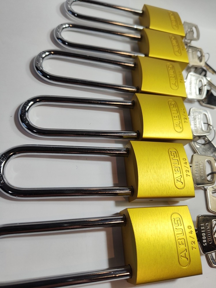 Abus 19371 Keyed Padlock, Open, Rectangular Aluminum Body, Chrome Plated