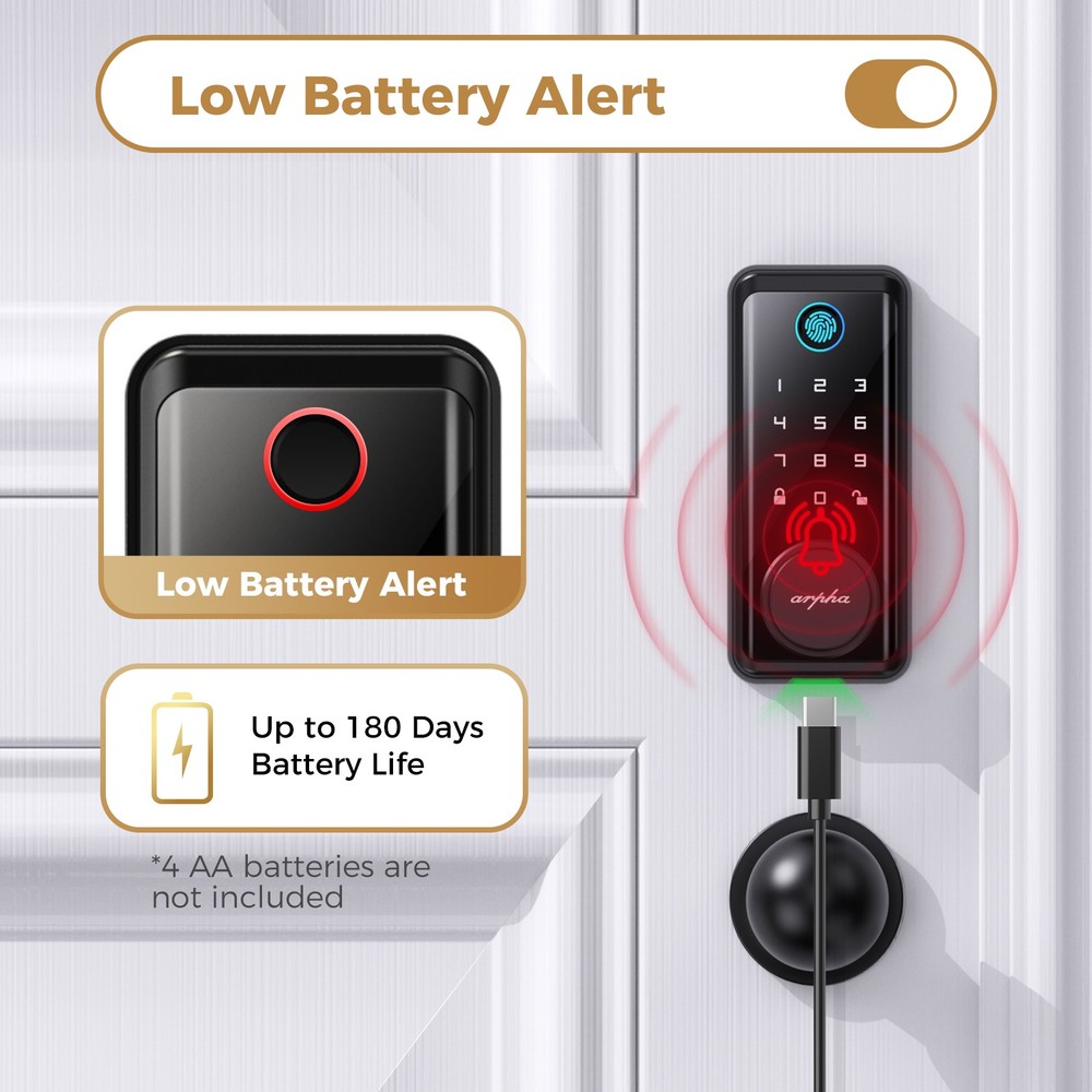 ARPHA Keyless Entry Smart Door Lock 50 Code Keypad Deadbolt Fingerprint Password