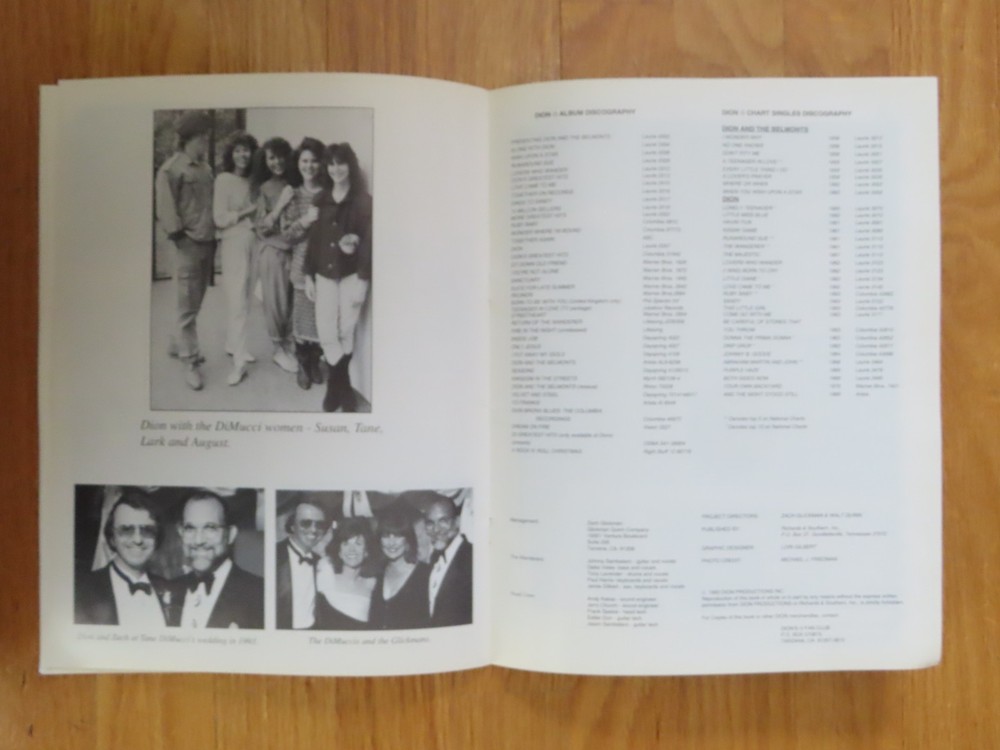 1993 DION Francis DiMucci Concert Tour Program "Runaround Sue" "Ruby Baby"
