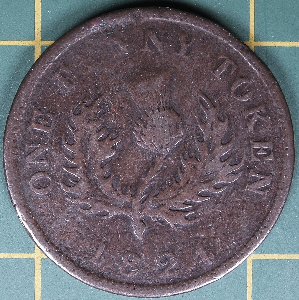 1824 Nova Scotia one penny token, NS-2A2