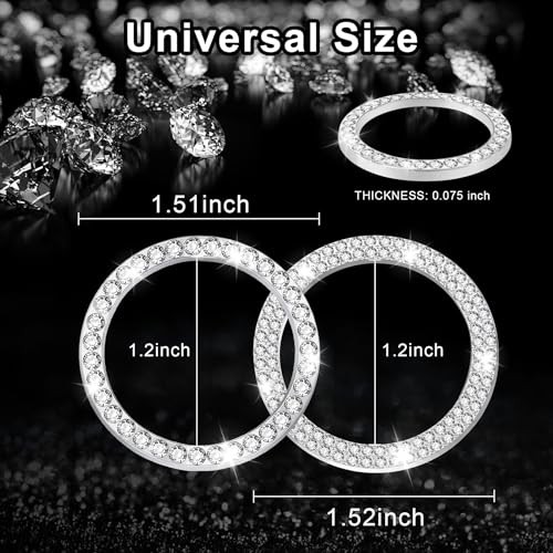 2 PCS Crystal Combinatorial Rhinestone Engine Start Decoration Ring, Set White