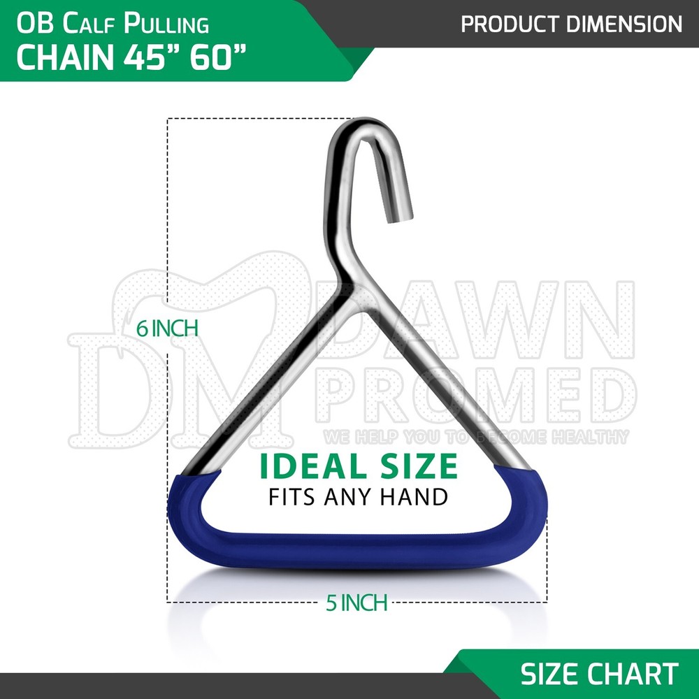 3 Pcs OB Calf Pulling Hook & 45" 60" Chain Set Veterinary Instruments