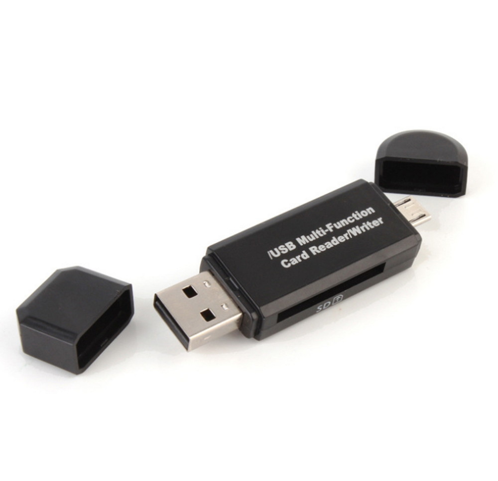 Micro USB OTG to USB 2.0 Adapter-SD/Micro SD Card Reader, Standard USB Interface