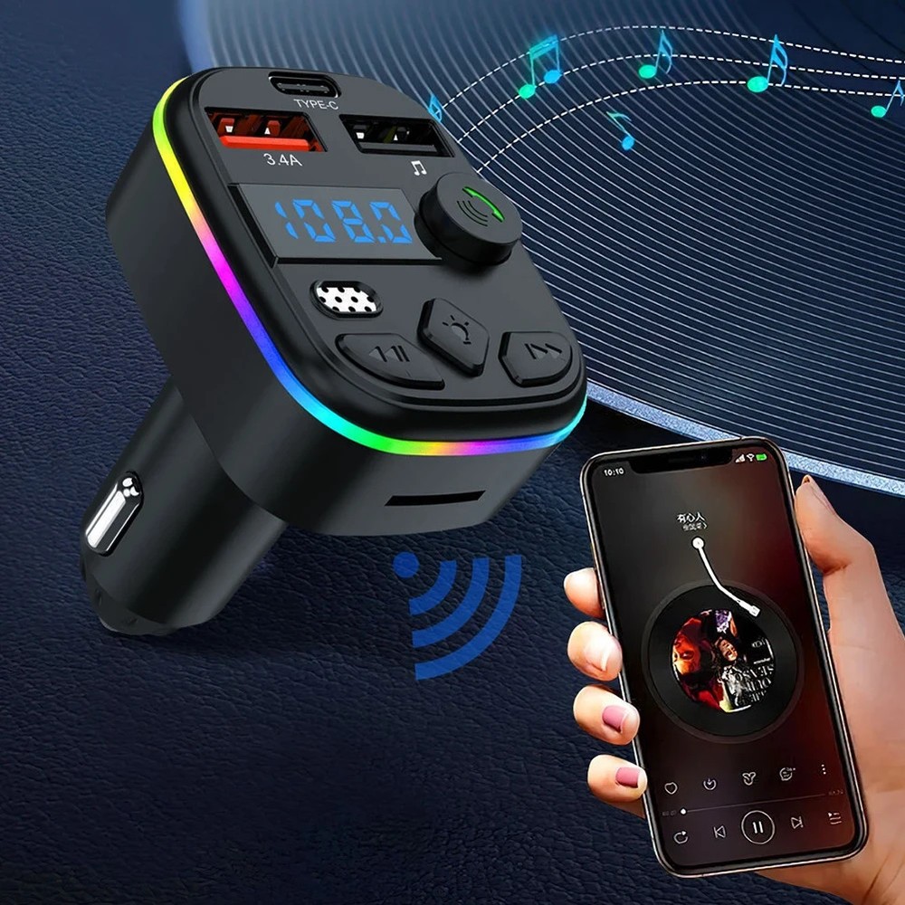 Hands Free Wireless Car Kit Car FM Transmitter MP3 Player Adapter 5.0 3 Charger
