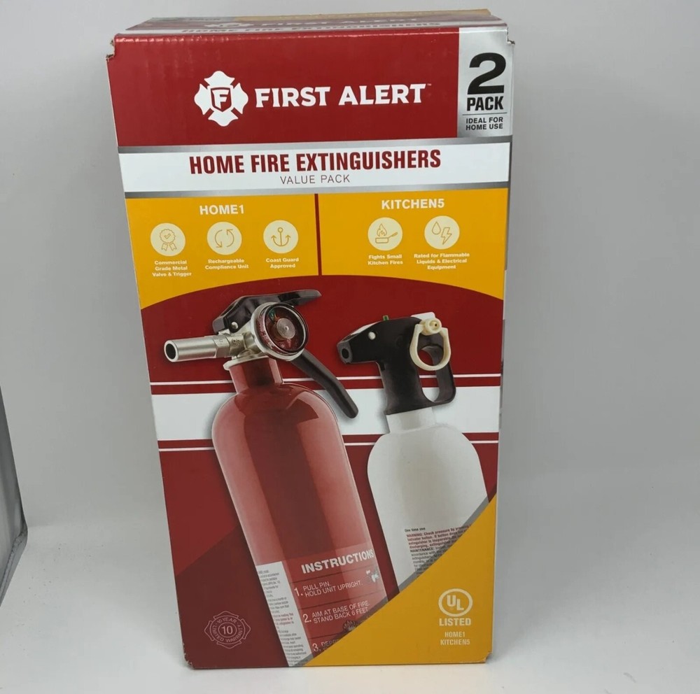 2 Pack First Alert Rechargeable Home & Kitchen Fire Extinguisher