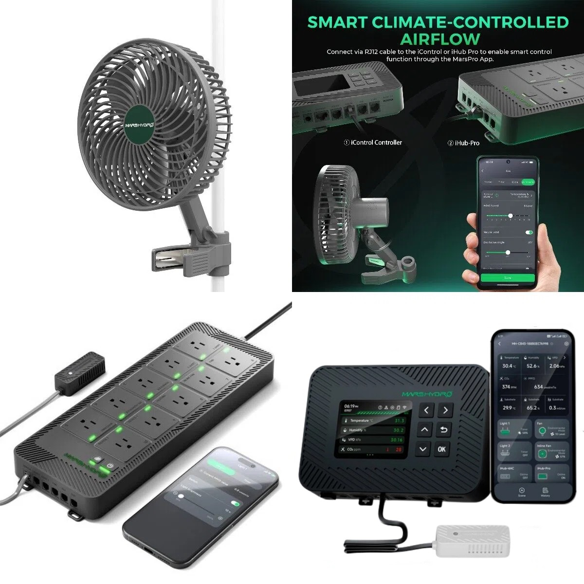 Mars Hydro 6'' Grow Tent Clip Fan Auto-Oscillating APP-Controlled Fan 10 Speeds