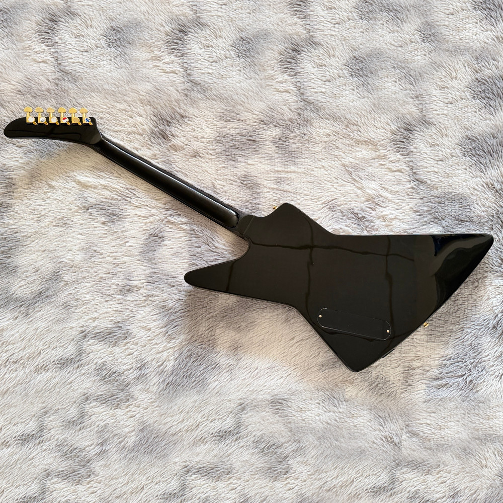 Explorer Custom Black Electric Guitar Gold Hardware Rosewood Fretboard No logo